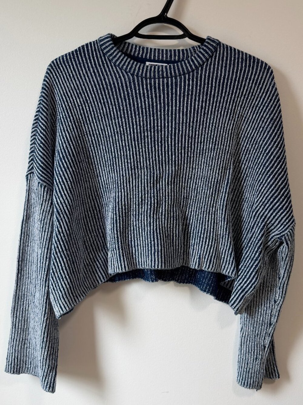 Noisy May Blue & White Cropped Ribbed Sweater – Size S - Picture 2 of 5